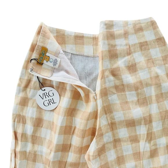 Verge VRG Girl Divine Artist Linen Wide Leg Pants Mustard Cream NEW Size 6 Linen - Picture 7 of 9